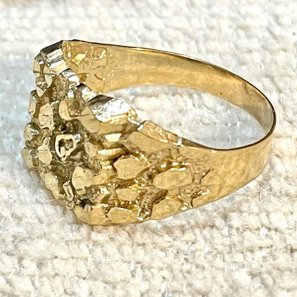 Brand New 10K Real Gold Square Nugget Ring - Picture 11 of 17